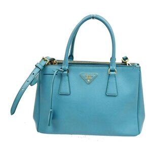 PRADA MILANO Logo 2Way Shoulder Hand Bag Saffiano Leather Blue GHW 12TA271